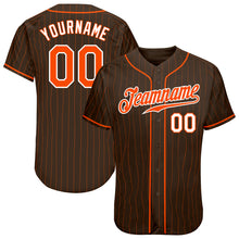 Load image into Gallery viewer, Custom Brown Orange Pinstripe Orange-White Authentic Baseball Jersey
