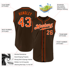 Laden Sie das Bild in den Galerie-Viewer, Custom Brown Orange-White Authentic Sleeveless Baseball Jersey
