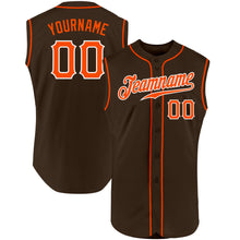 Laden Sie das Bild in den Galerie-Viewer, Custom Brown Orange-White Authentic Sleeveless Baseball Jersey
