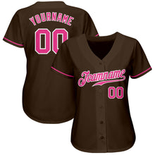 Load image into Gallery viewer, Custom Brown Pink-White Authentic Baseball Jersey
