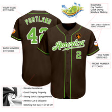 Laden Sie das Bild in den Galerie-Viewer, Custom Brown Neon Green-White Authentic Baseball Jersey
