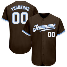 Load image into Gallery viewer, Custom Brown White-Light Blue Authentic Baseball Jersey

