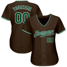 Laden Sie das Bild in den Galerie-Viewer, Custom Brown Kelly Green-White Authentic Baseball Jersey
