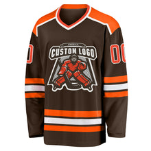 Laden Sie das Bild in den Galerie-Viewer, Custom Brown Orange-White Hockey Jersey
