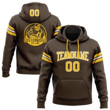 Load image into Gallery viewer, Custom Stitched Brown Gold-White Football Pullover Sweatshirt Hoodie
