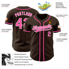 Laden Sie das Bild in den Galerie-Viewer, Custom Brown Pink-White Authentic Baseball Jersey
