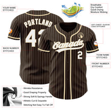 Load image into Gallery viewer, Custom Brown White Pinstripe City Cream Authentic Baseball Jersey
