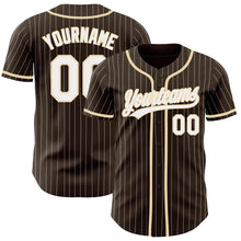 Load image into Gallery viewer, Custom Brown White Pinstripe City Cream Authentic Baseball Jersey
