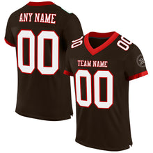 Load image into Gallery viewer, Custom Brown White-Red Mesh Authentic Football Jersey
