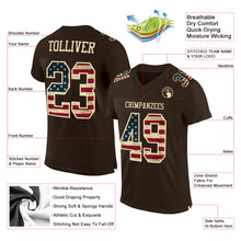 Load image into Gallery viewer, Custom Brown Vintage USA Flag-City Cream Mesh Authentic Football Jersey
