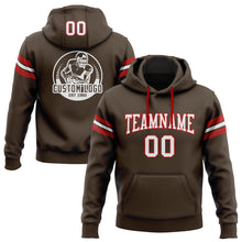 Load image into Gallery viewer, Custom Stitched Brown White-Red Football Pullover Sweatshirt Hoodie
