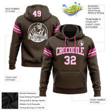 Load image into Gallery viewer, Custom Stitched Brown White-Pink Football Pullover Sweatshirt Hoodie
