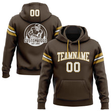 Load image into Gallery viewer, Custom Stitched Brown White-Old Gold Football Pullover Sweatshirt Hoodie
