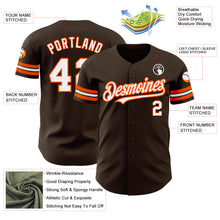 Load image into Gallery viewer, Custom Brown White-Orange Authentic Baseball Jersey
