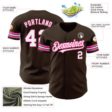 Laden Sie das Bild in den Galerie-Viewer, Custom Brown White-Pink Authentic Baseball Jersey
