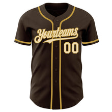 Laden Sie das Bild in den Galerie-Viewer, Custom Brown Cream-Old Gold Authentic Baseball Jersey
