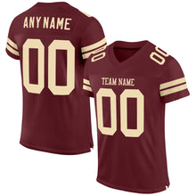 Load image into Gallery viewer, Custom Burgundy Cream Mesh Authentic Football Jersey
