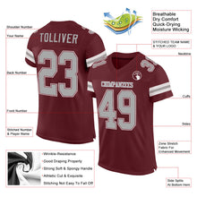 Load image into Gallery viewer, Custom Burgundy Gray-White Mesh Authentic Football Jersey

