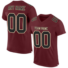 Загрузить изображение в средство просмотра галереи, Custom Burgundy Black-Cream Mesh Authentic Football Jersey
