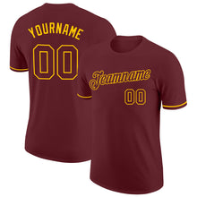 Load image into Gallery viewer, Custom Burgundy Burgundy-Gold Performance T-Shirt
