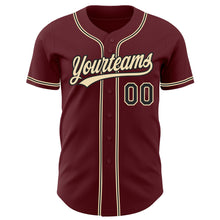 Laden Sie das Bild in den Galerie-Viewer, Custom Burgundy Black-City Cream Authentic Baseball Jersey
