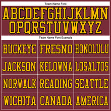 Charger l&#39;image dans la galerie, Custom Burgundy Gold-Black Mesh Authentic Football Jersey
