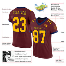 Загрузить изображение в средство просмотра галереи, Custom Burgundy Gold-Navy Mesh Authentic Football Jersey

