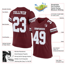 Load image into Gallery viewer, Custom Burgundy White-Gray Mesh Authentic Football Jersey
