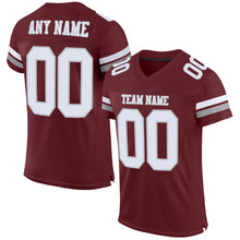 Load image into Gallery viewer, Custom Burgundy White-Gray Mesh Authentic Football Jersey
