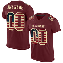 Laden Sie das Bild in den Galerie-Viewer, Custom Burgundy Vintage USA Flag-City Cream Mesh Authentic Football Jersey
