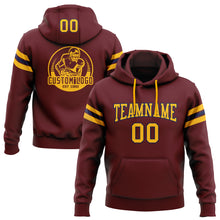 Load image into Gallery viewer, Custom Stitched Burgundy Gold-Navy Football Pullover Sweatshirt Hoodie
