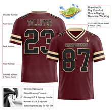 Load image into Gallery viewer, Custom Burgundy Black-City Cream Mesh Authentic Football Jersey
