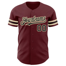 Laden Sie das Bild in den Galerie-Viewer, Custom Burgundy Black-City Cream Authentic Baseball Jersey
