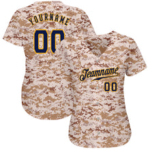 Load image into Gallery viewer, Custom Camo Navy-Gold Authentic Salute To Service Baseball Jersey
