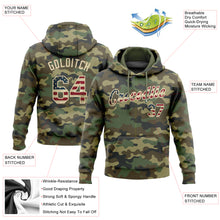 Load image into Gallery viewer, Custom Stitched Camo Vintage USA Flag-Cream Sports Pullover Sweatshirt Salute To Service Hoodie
