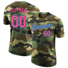 Load image into Gallery viewer, Custom Camo Pink Black-Sky Blue Performance Salute To Service T-Shirt

