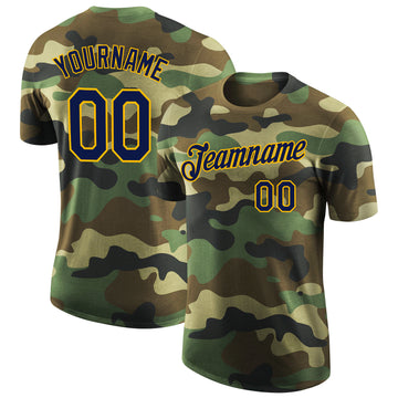 Custom Camo Navy-Gold Performance Salute To Service T-Shirt