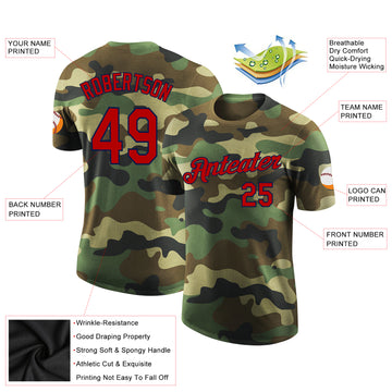 Custom Camo Red-Navy Performance Salute To Service T-Shirt