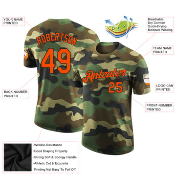 Custom Camo Orange-Black Performance Salute To Service T-Shirt