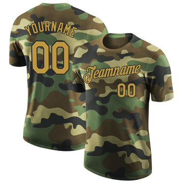 Custom Camo Old Gold-Black Performance Salute To Service T-Shirt