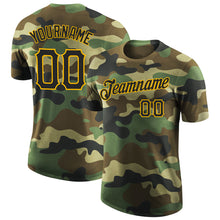 Load image into Gallery viewer, Custom Camo Black-Gold Performance Salute To Service T-Shirt
