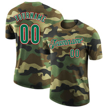 Load image into Gallery viewer, Custom Camo Kelly Green-Red Performance Salute To Service T-Shirt
