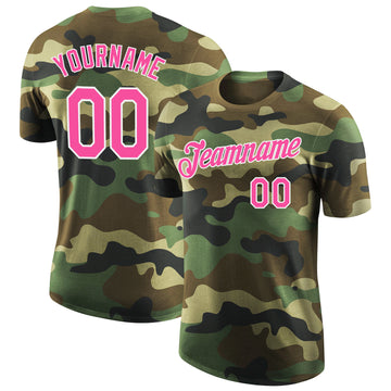 Custom Camo Pink-White Performance Salute To Service T-Shirt