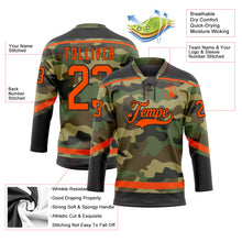 Load image into Gallery viewer, Custom Camo Orange-Black Salute To Service Hockey Lace Neck Jersey
