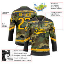 Load image into Gallery viewer, Custom Camo Gold-Black Salute To Service Hockey Lace Neck Jersey
