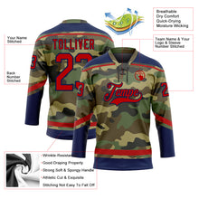 Load image into Gallery viewer, Custom Camo Red-Navy Salute To Service Hockey Lace Neck Jersey
