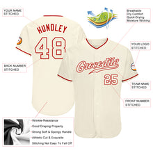Load image into Gallery viewer, Custom Cream Cream-Red Authentic Baseball Jersey
