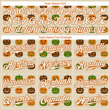 Laden Sie das Bild in den Galerie-Viewer, Custom Cream White-Texas Orange 3D Pattern Design Halloween Pumpkins Authentic Baseball Jersey
