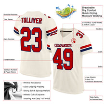 Load image into Gallery viewer, Custom Cream Red-Navy Mesh Authentic Football Jersey
