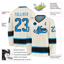 Laden Sie das Bild in den Galerie-Viewer, Custom Cream Blue-Black Hockey Jersey
